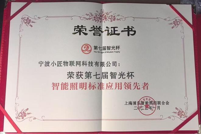 杯奖项推动智能照明行业迈向新高度AG真人娱乐网址小匠物联荣获智光(图1)